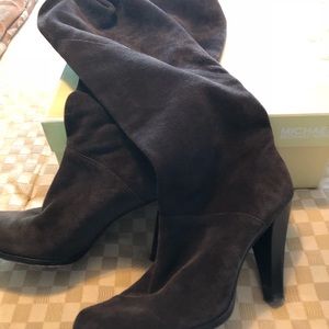 Suede leather boots...deep rich taupe color.